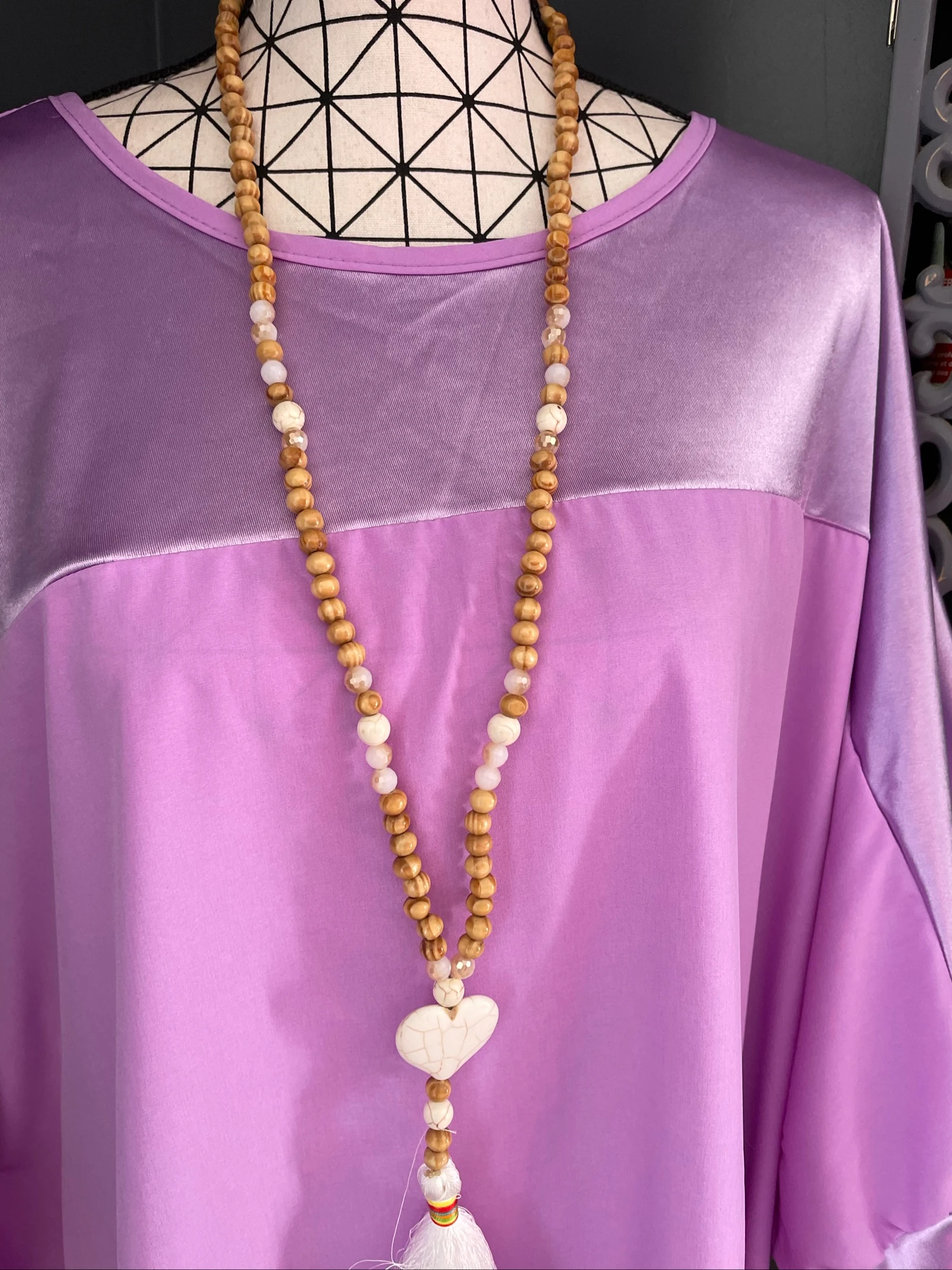 💖 satijnen lila tuniekblouse grote maat 60 vloeiende chic 💖 – photo 3